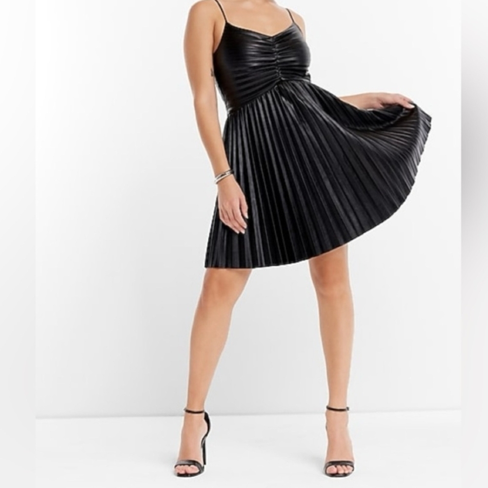 Express Black Pleated Mini Dress